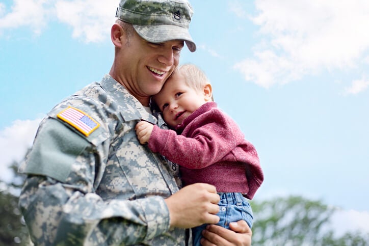 veteran and young male kid 