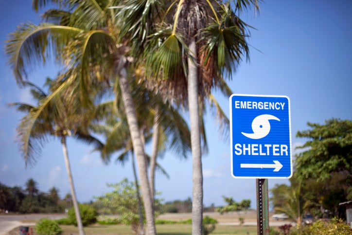 Emergency shelter sign on Little Cayman Island