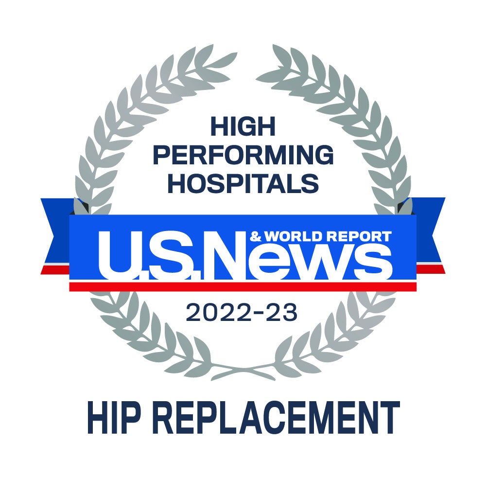 US News high performing hip replacement emblem 