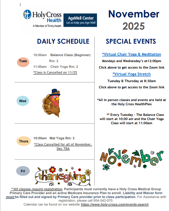 AgeWell November calendar 