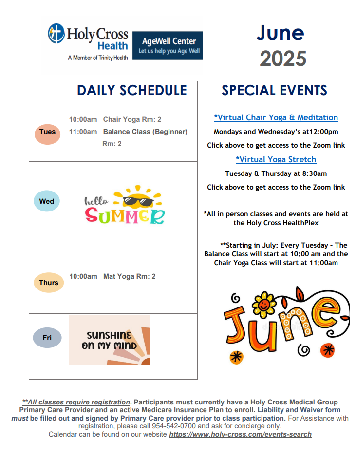 June Agewell calendar 