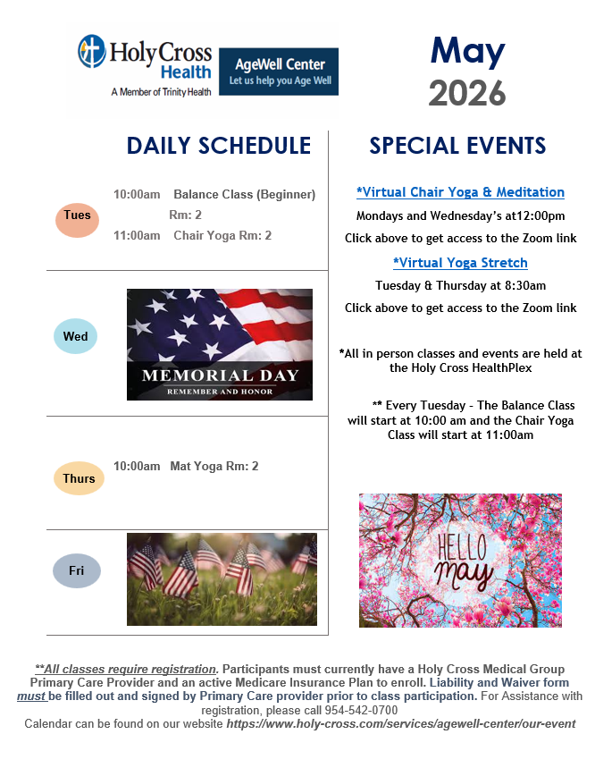 AgeWell May Schedule 